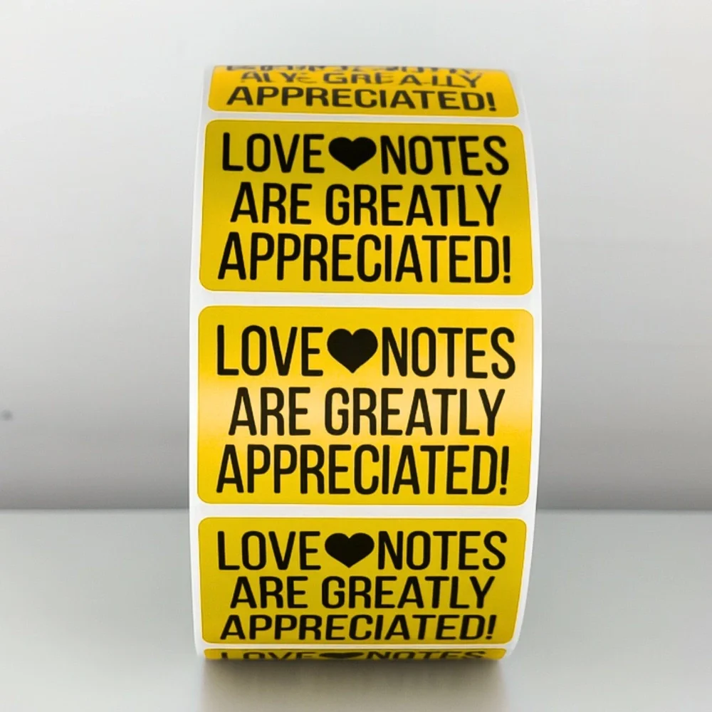 Love Notes Are Appreciated Stickers | Small Business Thank You Labels